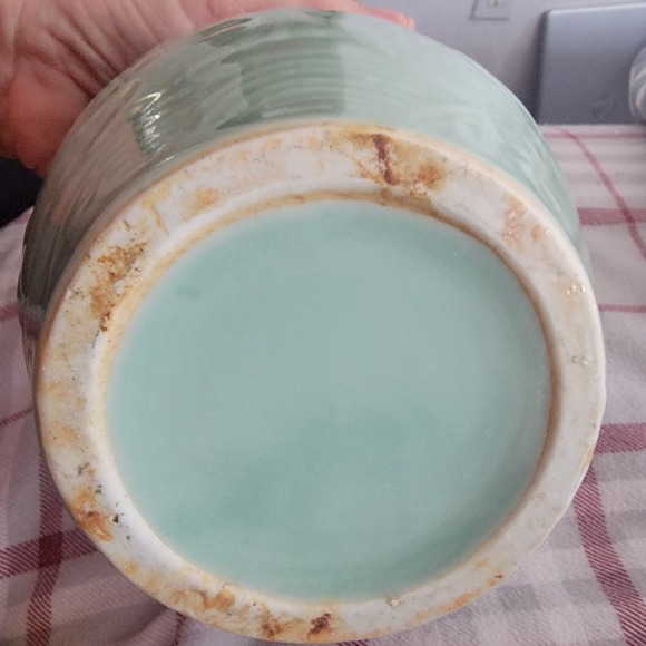 Vtg Chinese Celedon Koi Fish Flower Pot Fish Bowl - Picture 14 of 14